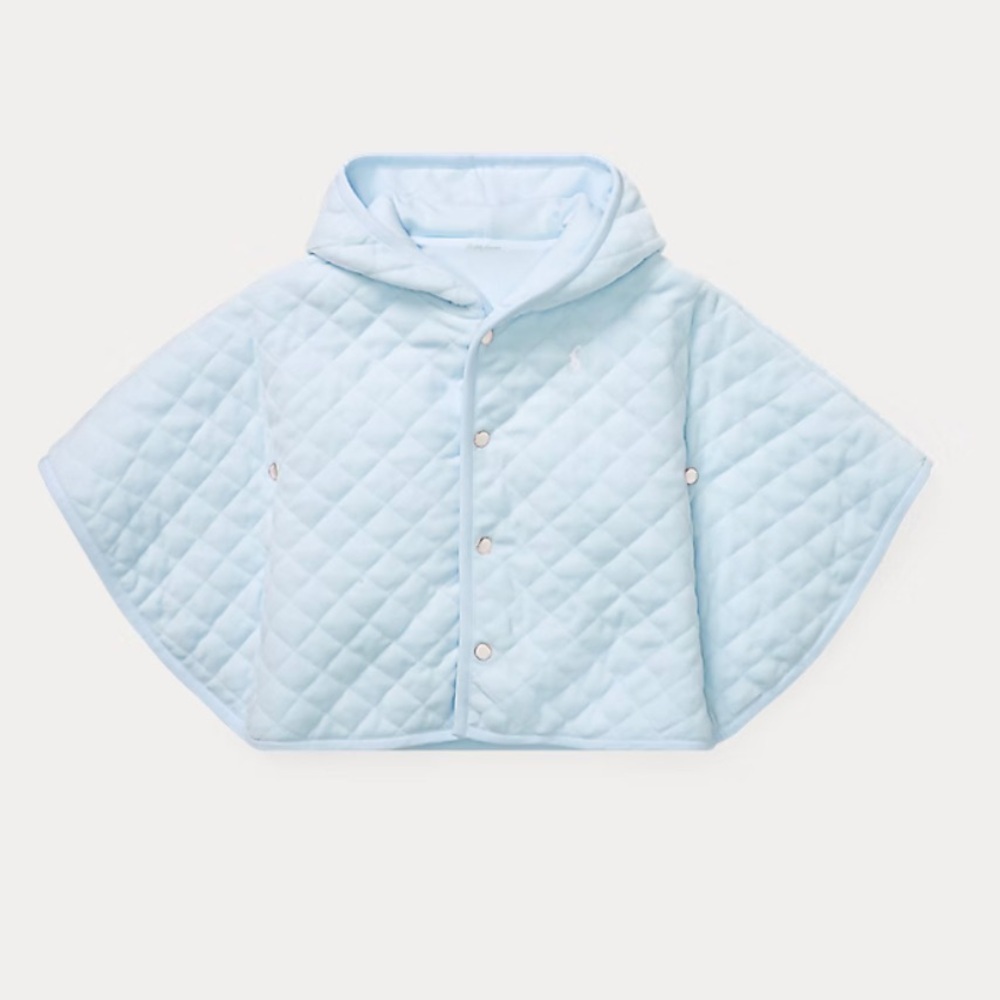 Ralph Lauren Quilted Velour Hooded Cape 9 mo Beryl Blue